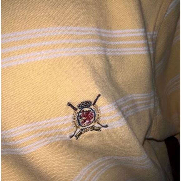 Y2K 2001 Tommy Hilfiger Golf Crest Yellow Pique Polo Large #67 - Picture 4 of 7
